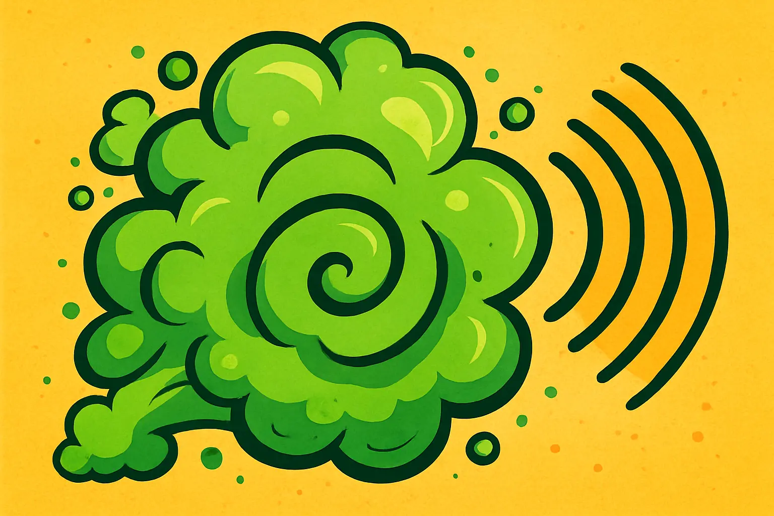 Cartoon green fart cloud illustration